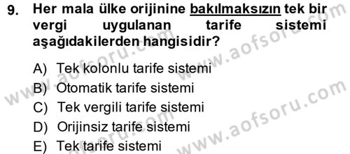 Uluslararası İktisat Politikası Dersi 2013 - 2014 Yılı (Vize) Ara Sınav Soruları 9. Soru