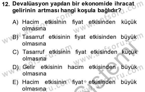 Uluslararası İktisat Politikası Dersi 2013 - 2014 Yılı (Final) Dönem Sonu Sınav Soruları 12. Soru