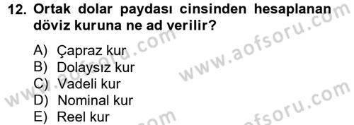 Uluslararası İktisat Politikası Dersi 2013 - 2014 Yılı Tek Ders Sınav Soruları 12. Soru