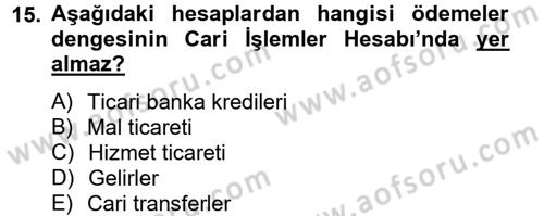 Uluslararası İktisat Politikası Dersi 2013 - 2014 Yılı Tek Ders Sınav Soruları 15. Soru