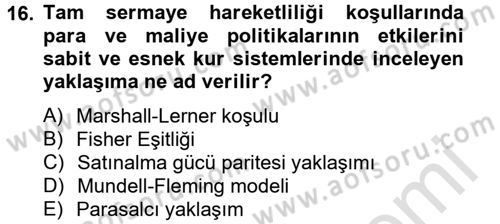 Uluslararası İktisat Politikası Dersi 2013 - 2014 Yılı Tek Ders Sınav Soruları 16. Soru