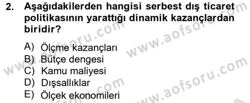 Uluslararası İktisat Politikası Dersi 2013 - 2014 Yılı Tek Ders Sınav Soruları 2. Soru