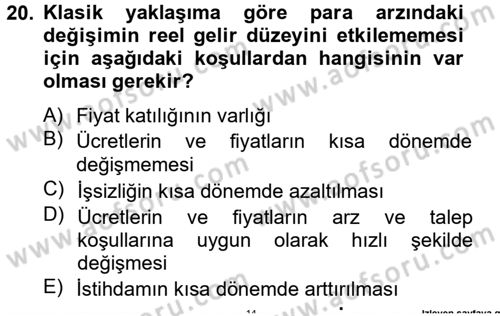 Uluslararası İktisat Politikası Dersi 2013 - 2014 Yılı Tek Ders Sınav Soruları 20. Soru