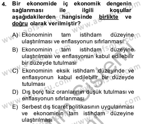 Uluslararası İktisat Politikası Dersi 2014 - 2015 Yılı (Vize) Ara Sınav Soruları 4. Soru