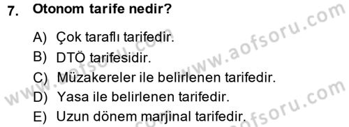 Uluslararası İktisat Politikası Dersi 2014 - 2015 Yılı (Vize) Ara Sınav Soruları 7. Soru