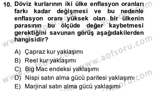 Uluslararası İktisat Politikası Dersi 2014 - 2015 Yılı (Final) Dönem Sonu Sınav Soruları 10. Soru