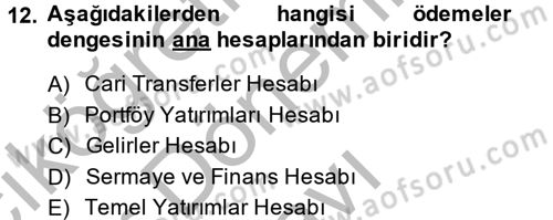 Uluslararası İktisat Politikası Dersi 2014 - 2015 Yılı (Final) Dönem Sonu Sınav Soruları 12. Soru