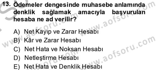 Uluslararası İktisat Politikası Dersi 2014 - 2015 Yılı (Final) Dönem Sonu Sınav Soruları 13. Soru