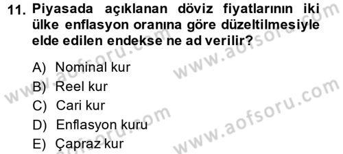 Uluslararası İktisat Politikası Dersi 2014 - 2015 Yılı Tek Ders Sınav Soruları 11. Soru