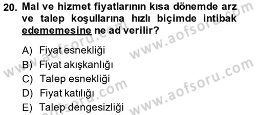 Uluslararası İktisat Politikası Dersi 2014 - 2015 Yılı Tek Ders Sınav Soruları 20. Soru