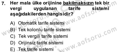 Uluslararası İktisat Politikası Dersi 2014 - 2015 Yılı Tek Ders Sınav Soruları 7. Soru