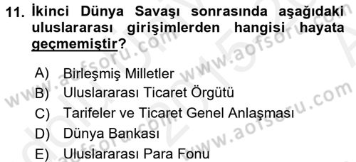 Uluslararası İktisat Politikası Dersi 2015 - 2016 Yılı (Vize) Ara Sınav Soruları 11. Soru
