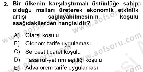 Uluslararası İktisat Politikası Dersi 2015 - 2016 Yılı (Vize) Ara Sınav Soruları 2. Soru