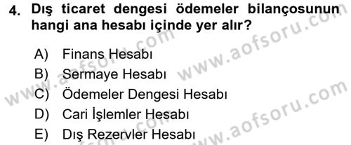 Uluslararası İktisat Politikası Dersi 2015 - 2016 Yılı (Vize) Ara Sınav Soruları 4. Soru
