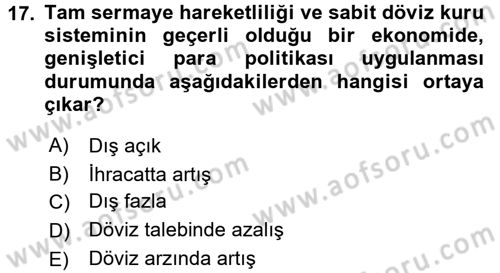 Uluslararası İktisat Politikası Dersi 2015 - 2016 Yılı (Final) Dönem Sonu Sınav Soruları 17. Soru