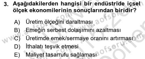 Uluslararası İktisat Politikası Dersi 2015 - 2016 Yılı (Final) Dönem Sonu Sınav Soruları 3. Soru