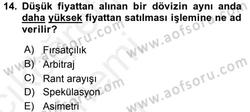 Uluslararası İktisat Politikası Dersi 2015 - 2016 Yılı Tek Ders Sınav Soruları 14. Soru