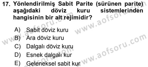 Uluslararası İktisat Politikası Dersi 2015 - 2016 Yılı Tek Ders Sınav Soruları 17. Soru
