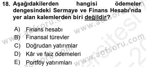 Uluslararası İktisat Politikası Dersi 2015 - 2016 Yılı Tek Ders Sınav Soruları 18. Soru