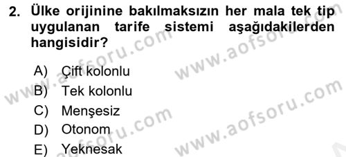 Uluslararası İktisat Politikası Dersi 2015 - 2016 Yılı Tek Ders Sınav Soruları 2. Soru