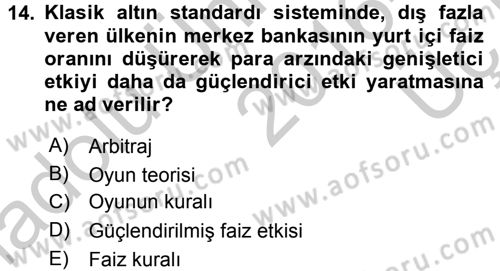 Uluslararası İktisat Politikası Dersi 2016 - 2017 Yılı 3 Ders Sınav Soruları 14. Soru