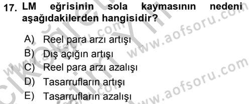 Uluslararası İktisat Politikası Dersi 2016 - 2017 Yılı 3 Ders Sınav Soruları 17. Soru