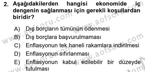 Uluslararası İktisat Politikası Dersi 2016 - 2017 Yılı (Vize) Ara Sınav Soruları 2. Soru