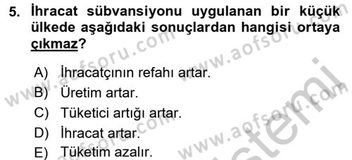 Uluslararası İktisat Politikası Dersi 2016 - 2017 Yılı (Vize) Ara Sınav Soruları 5. Soru