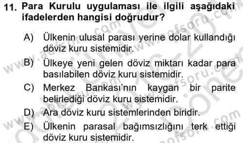 Uluslararası İktisat Politikası Dersi 2016 - 2017 Yılı (Final) Dönem Sonu Sınav Soruları 11. Soru