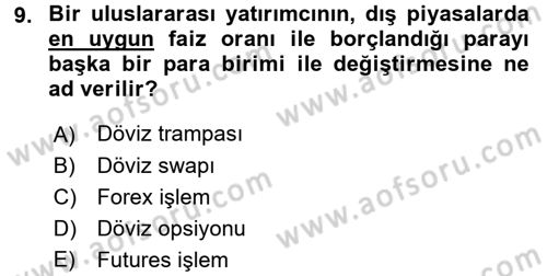 Uluslararası İktisat Politikası Dersi 2016 - 2017 Yılı (Final) Dönem Sonu Sınav Soruları 9. Soru