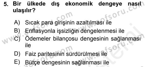 Uluslararası İktisat Politikası Dersi 2017 - 2018 Yılı 3 Ders Sınav Soruları 5. Soru