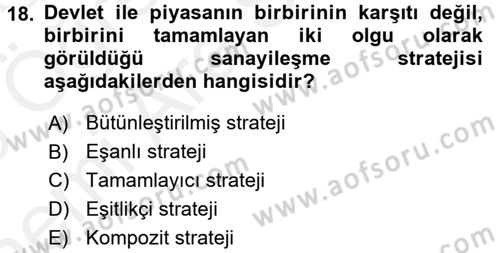 Uluslararası İktisat Politikası Dersi 2017 - 2018 Yılı (Vize) Ara Sınav Soruları 18. Soru
