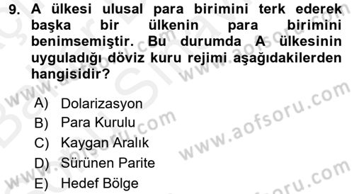 Uluslararası İktisat Politikası Dersi 2017 - 2018 Yılı (Final) Dönem Sonu Sınav Soruları 9. Soru
