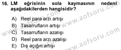 Uluslararası İktisat Politikası Dersi 2018 - 2019 Yılı 3 Ders Sınav Soruları 16. Soru