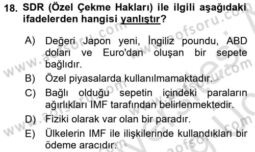 Uluslararası İktisat Politikası Dersi 2018 - 2019 Yılı 3 Ders Sınav Soruları 18. Soru