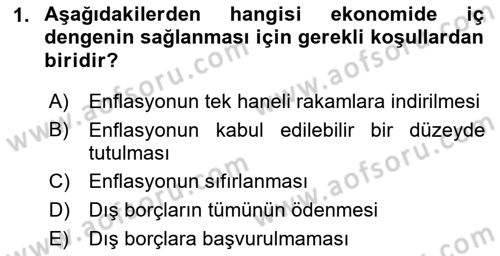 Uluslararası İktisat Politikası Dersi 2018 - 2019 Yılı (Vize) Ara Sınav Soruları 1. Soru