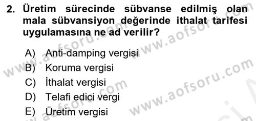 Uluslararası İktisat Politikası Dersi 2018 - 2019 Yılı (Vize) Ara Sınav Soruları 2. Soru