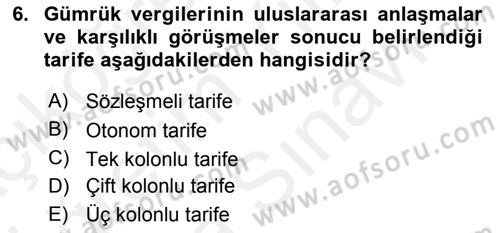 Uluslararası İktisat Politikası Dersi 2018 - 2019 Yılı (Vize) Ara Sınav Soruları 6. Soru