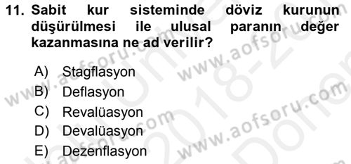 Uluslararası İktisat Politikası Dersi 2018 - 2019 Yılı (Final) Dönem Sonu Sınav Soruları 11. Soru