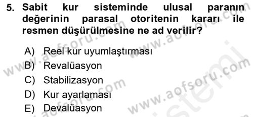 Uluslararası İktisat Politikası Dersi 2018 - 2019 Yılı (Final) Dönem Sonu Sınav Soruları 5. Soru