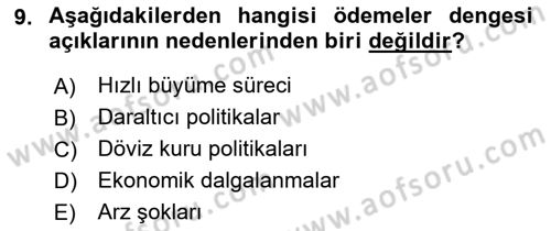 Uluslararası İktisat Politikası Dersi 2018 - 2019 Yılı (Final) Dönem Sonu Sınav Soruları 9. Soru