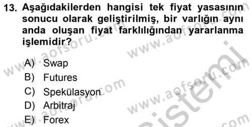 Uluslararası İktisat Politikası Dersi 2018 - 2019 Yılı Yaz Okulu Sınav Soruları 13. Soru