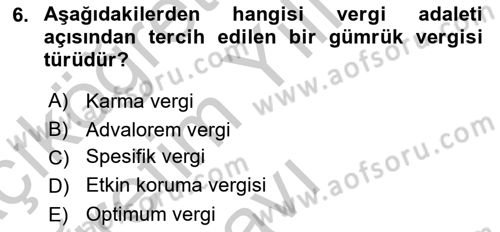 Uluslararası İktisat Politikası Dersi 2018 - 2019 Yılı Yaz Okulu Sınav Soruları 6. Soru