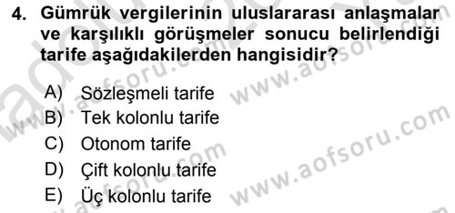 Uluslararası İktisat Politikası Dersi 2020 - 2021 Yılı Yaz Okulu Sınav Soruları 4. Soru