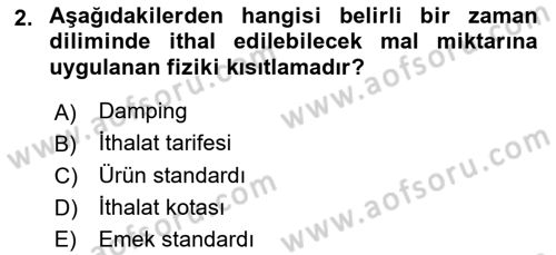 Uluslararası İktisat Politikası Dersi 2021 - 2022 Yılı (Vize) Ara Sınav Soruları 2. Soru