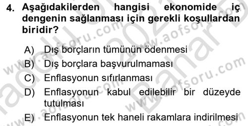 Uluslararası İktisat Politikası Dersi 2021 - 2022 Yılı (Vize) Ara Sınav Soruları 4. Soru