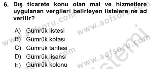 Uluslararası İktisat Politikası Dersi 2021 - 2022 Yılı (Vize) Ara Sınav Soruları 6. Soru