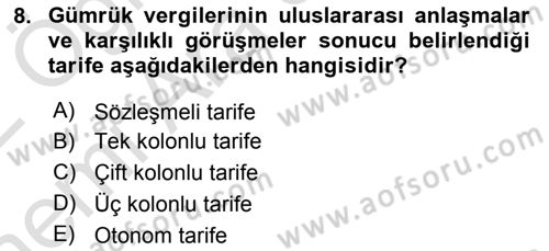 Uluslararası İktisat Politikası Dersi 2021 - 2022 Yılı (Vize) Ara Sınav Soruları 8. Soru