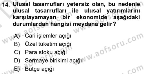 Uluslararası İktisat Politikası Dersi 2021 - 2022 Yılı (Final) Dönem Sonu Sınav Soruları 14. Soru