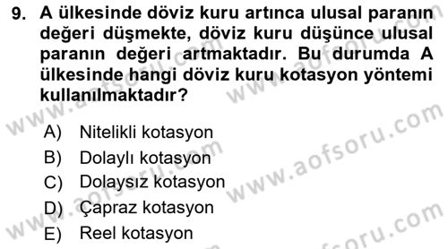 Uluslararası İktisat Politikası Dersi 2021 - 2022 Yılı (Final) Dönem Sonu Sınav Soruları 9. Soru